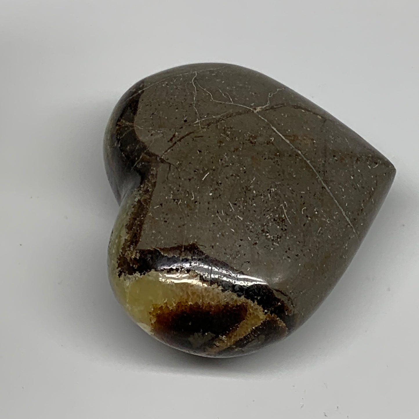 0.58 lbs, 2.7"x3.1"x1.5" Septarian Nodules Heart Polished Healing Crystal, B3102