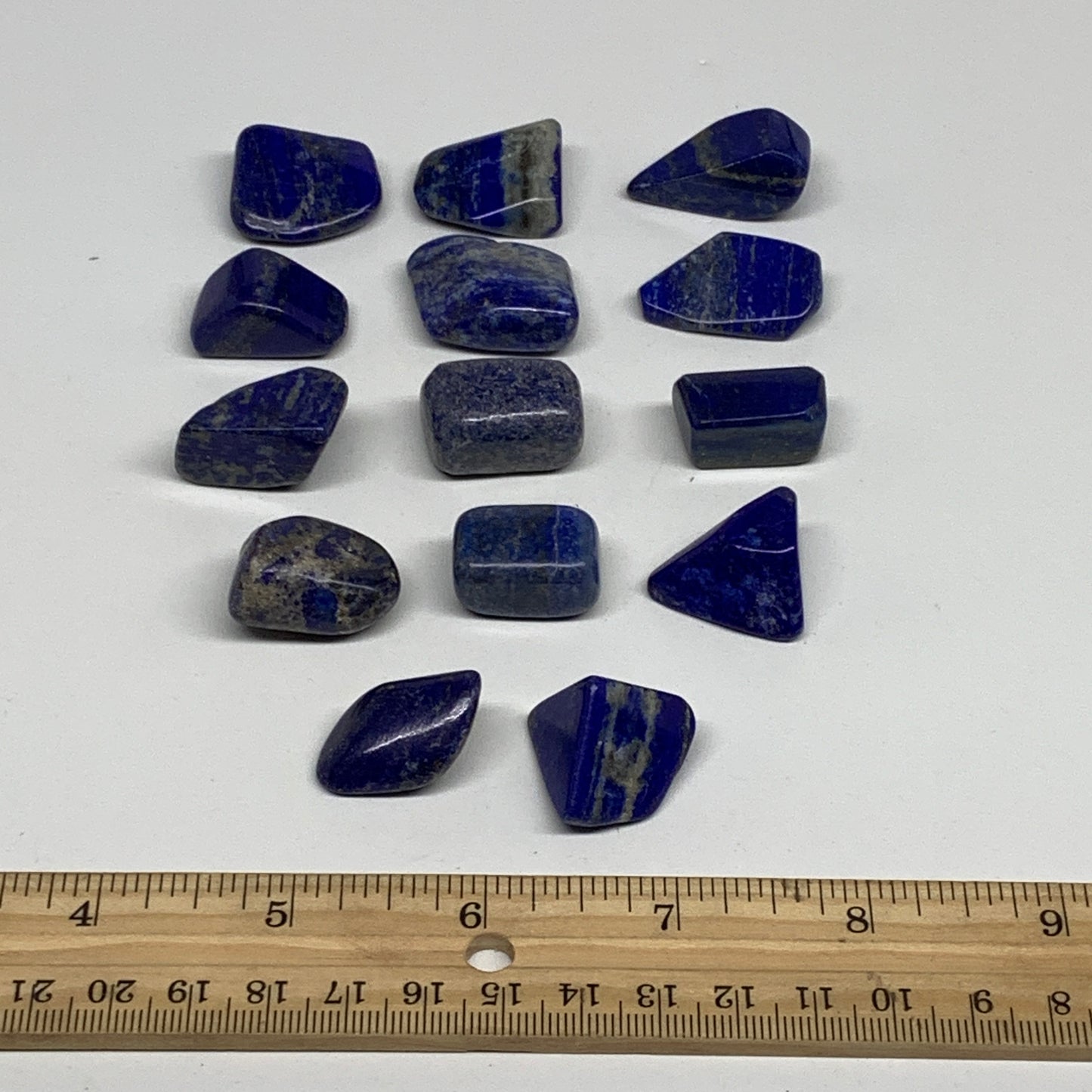 127.6g,0.7"-1.2", 14pcs, Natural Lapis Lazuli Tumbled Stone @Afghanistan, B30301