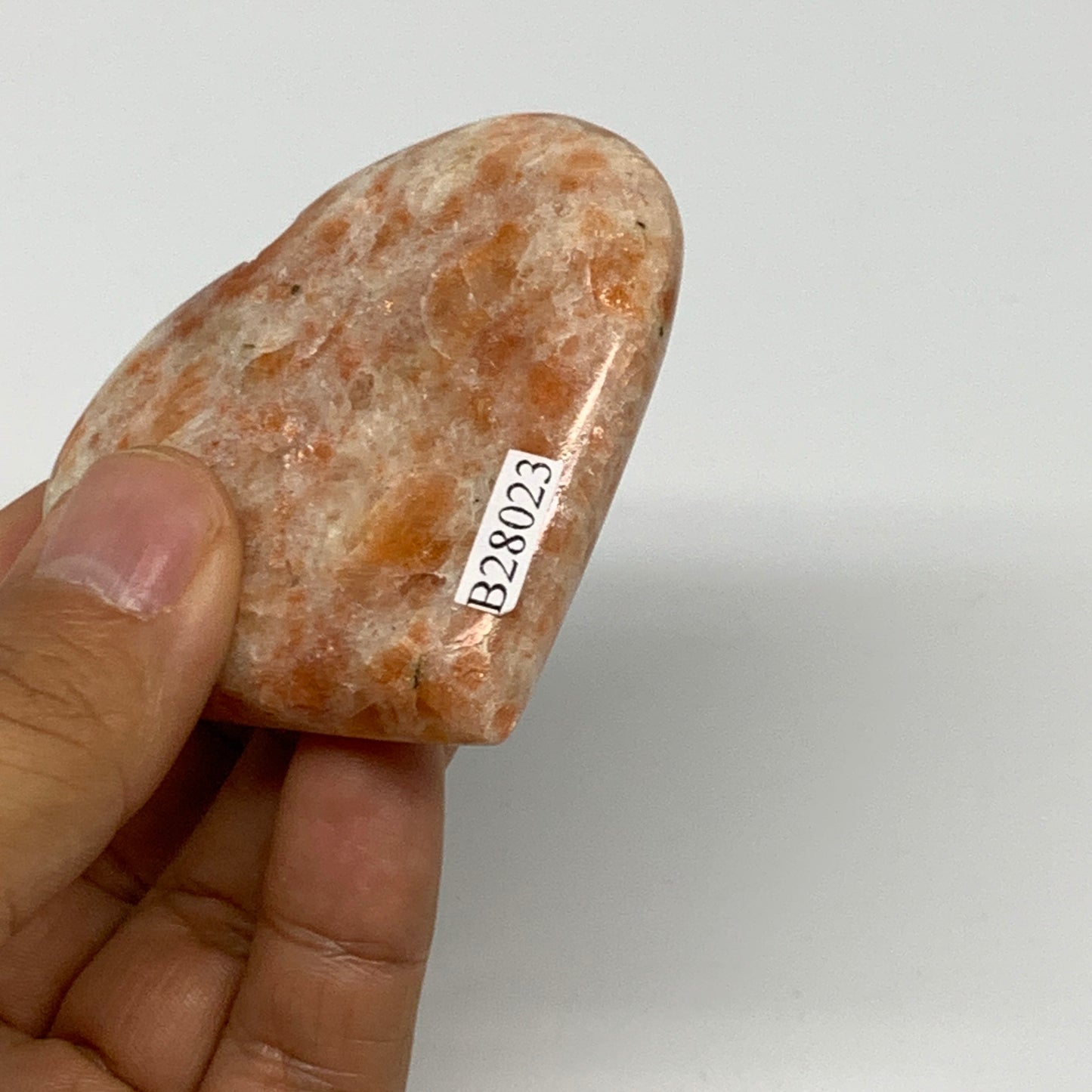 87g,2.3"x2.6"x0.7", Sunstone Heart Polished Healing Crystal @India, B28023