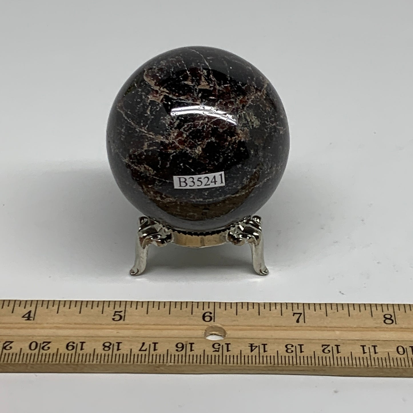 320g, 2.1"(53mm), Natural Red Garnet Sphere Ball Gemstone Polished, B35241