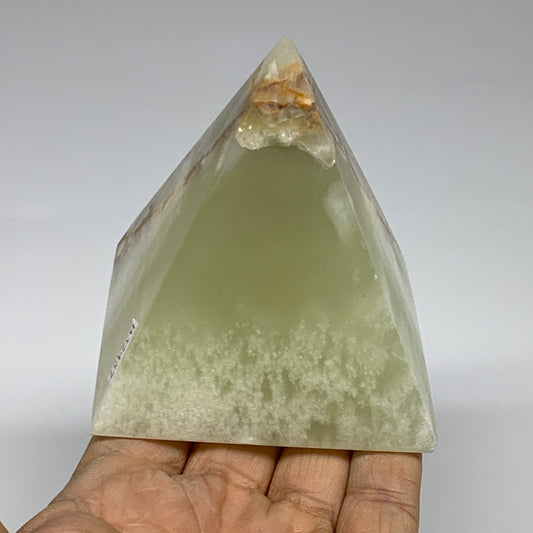 0.88 lbs, 3"x2.8"x2.8", Green Onyx Pyramid Gemstone Crystal, B32457
