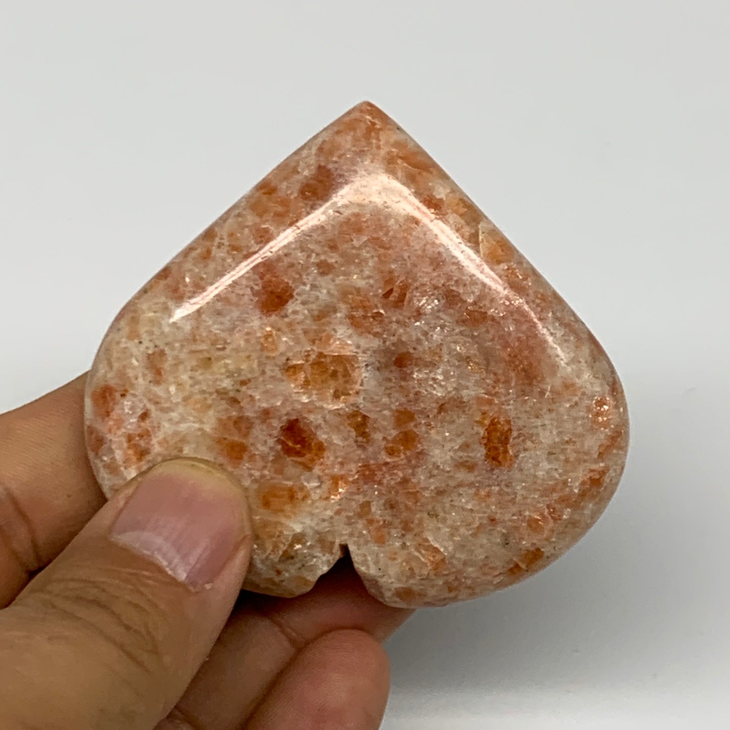 87g,2.3"x2.6"x0.7", Sunstone Heart Polished Healing Crystal @India, B28023