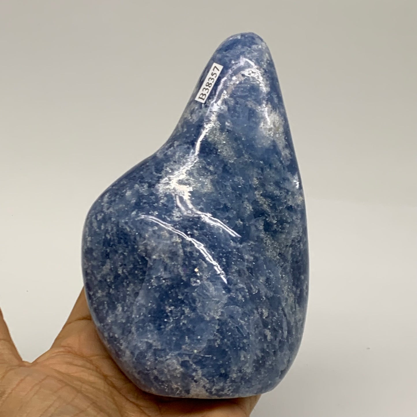1.47 lbs, 4.9"x3.3"x2.1", Natural Blue Calcite Polished Freeform Stands, B38357