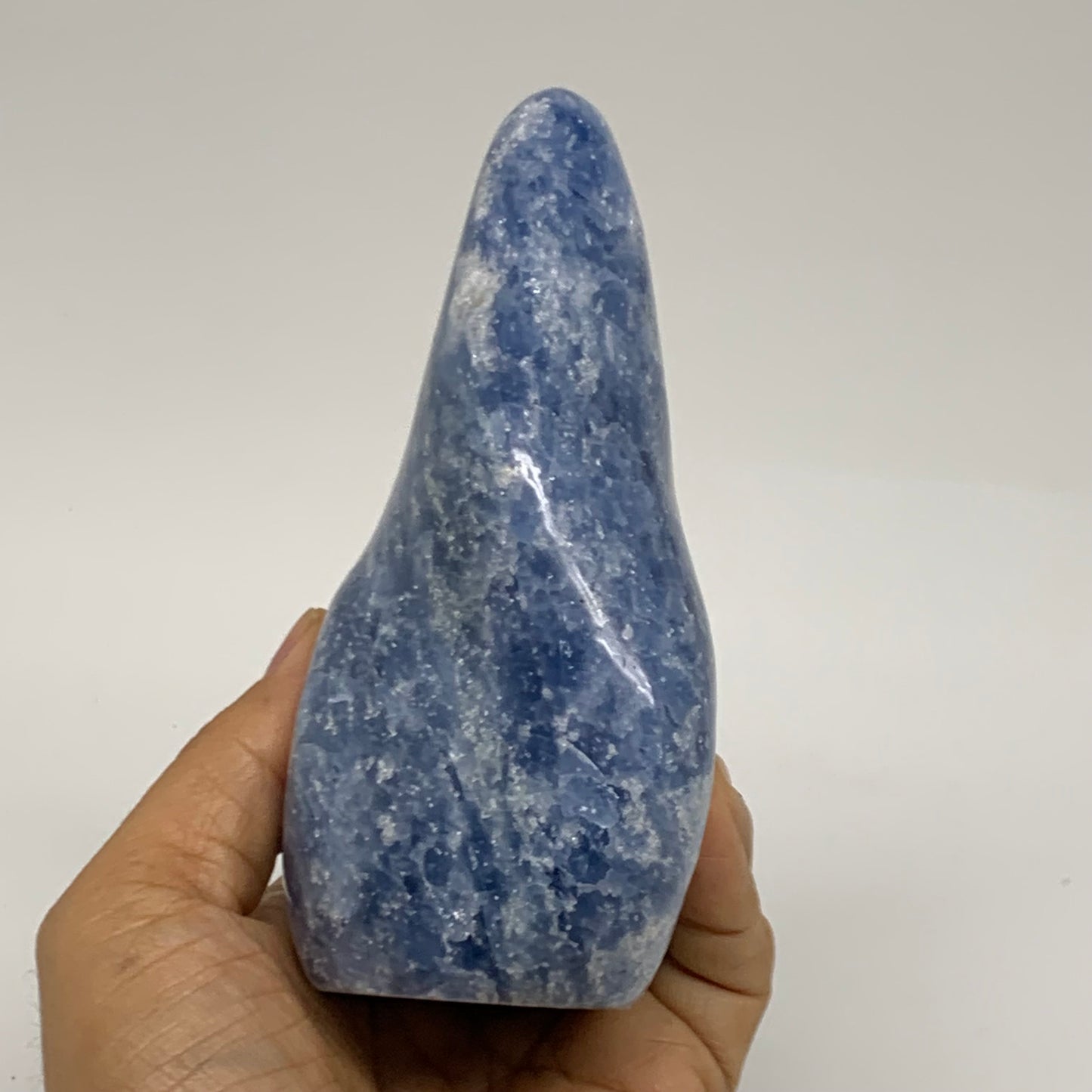 1.47 lbs, 4.9"x3.3"x2.1", Natural Blue Calcite Polished Freeform Stands, B38357