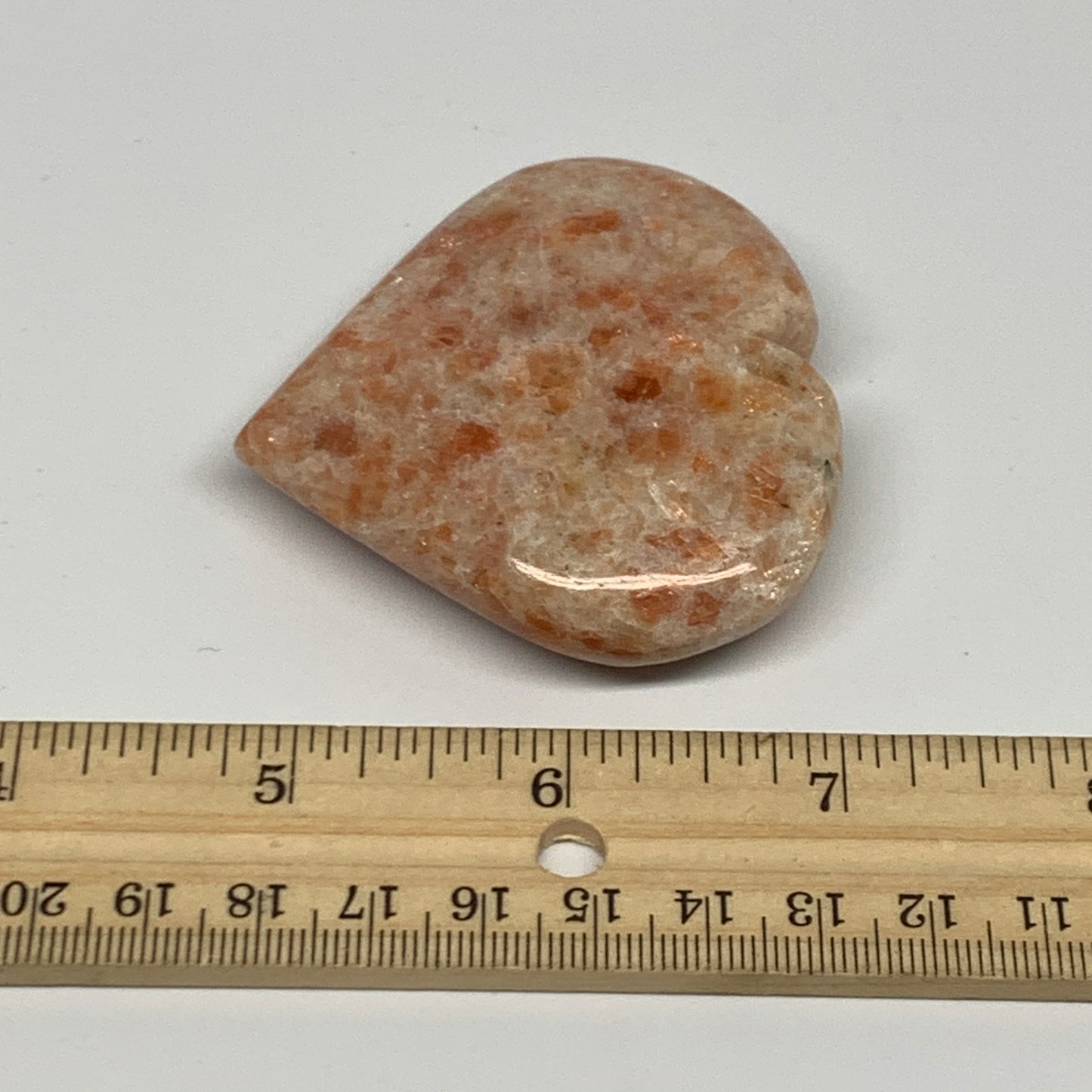 87g,2.3"x2.6"x0.7", Sunstone Heart Polished Healing Crystal @India, B28023