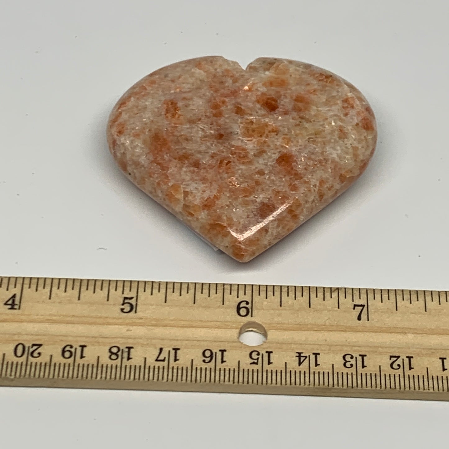 87g,2.3"x2.6"x0.7", Sunstone Heart Polished Healing Crystal @India, B28023