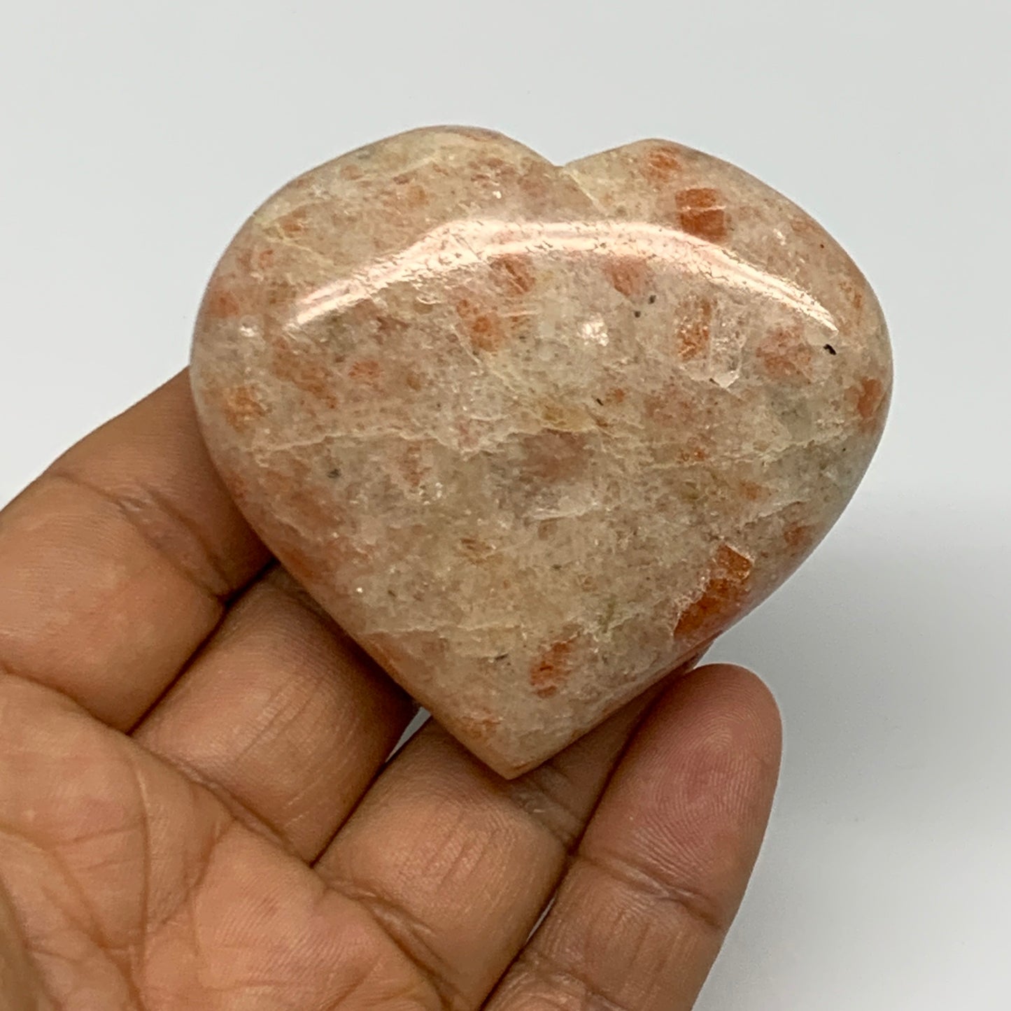 95.6g,2.2"x2.4"x0.8", Sunstone Heart Polished Healing Crystal @India, B28024
