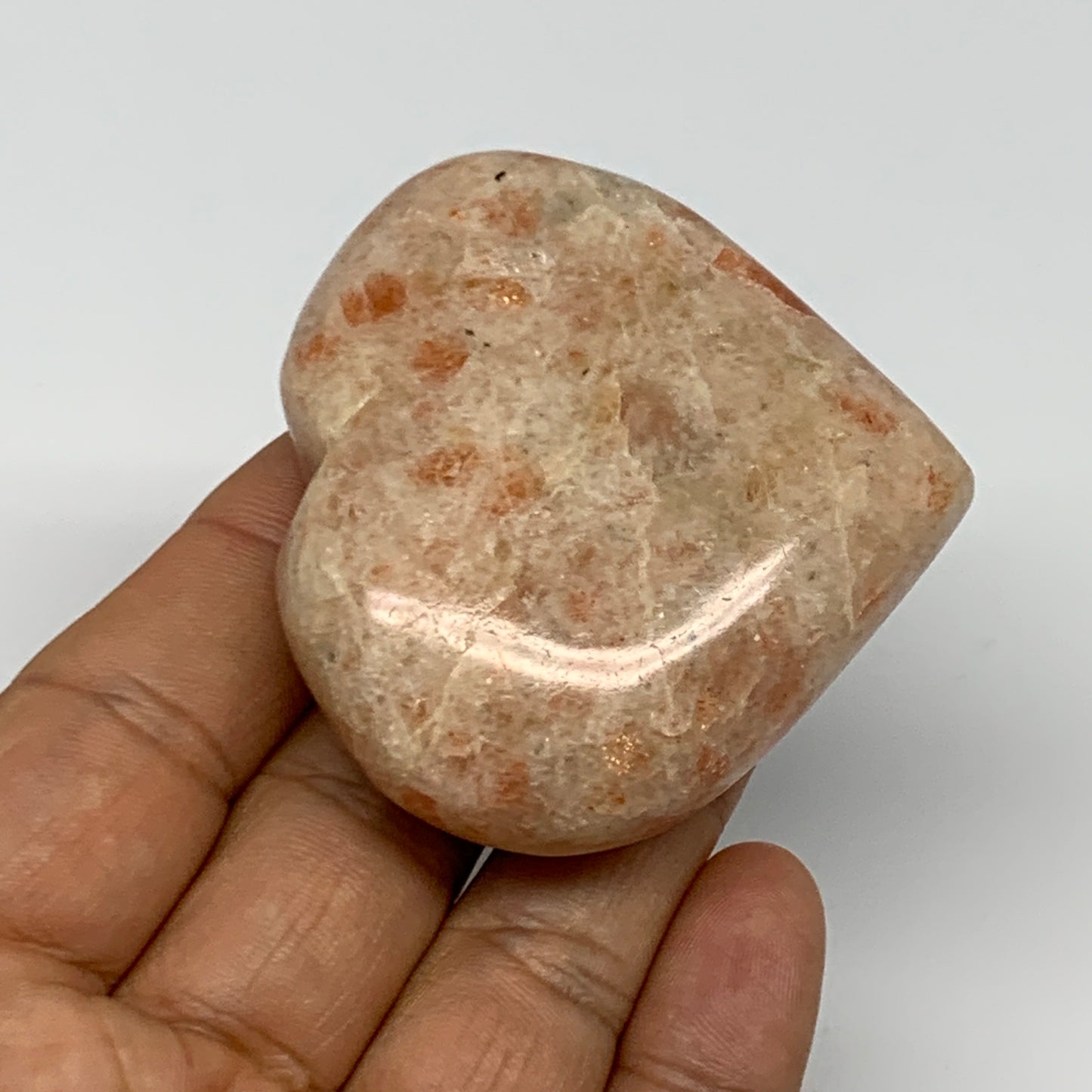 95.6g,2.2"x2.4"x0.8", Sunstone Heart Polished Healing Crystal @India, B28024