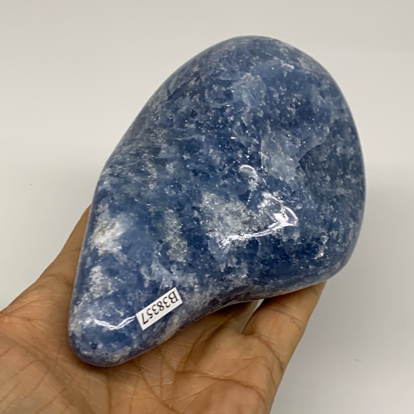 1.47 lbs, 4.9"x3.3"x2.1", Natural Blue Calcite Polished Freeform Stands, B38357