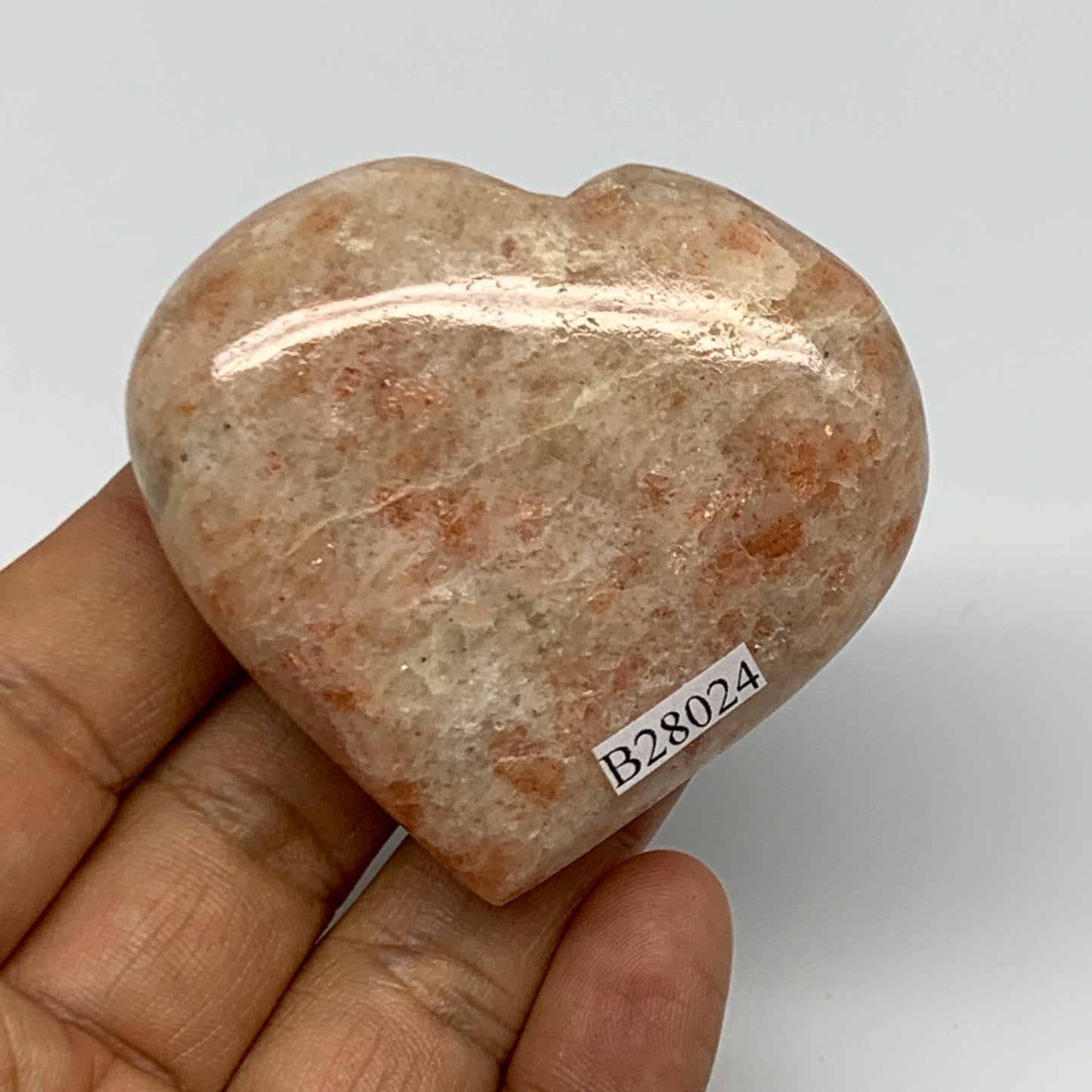 95.6g,2.2"x2.4"x0.8", Sunstone Heart Polished Healing Crystal @India, B28024