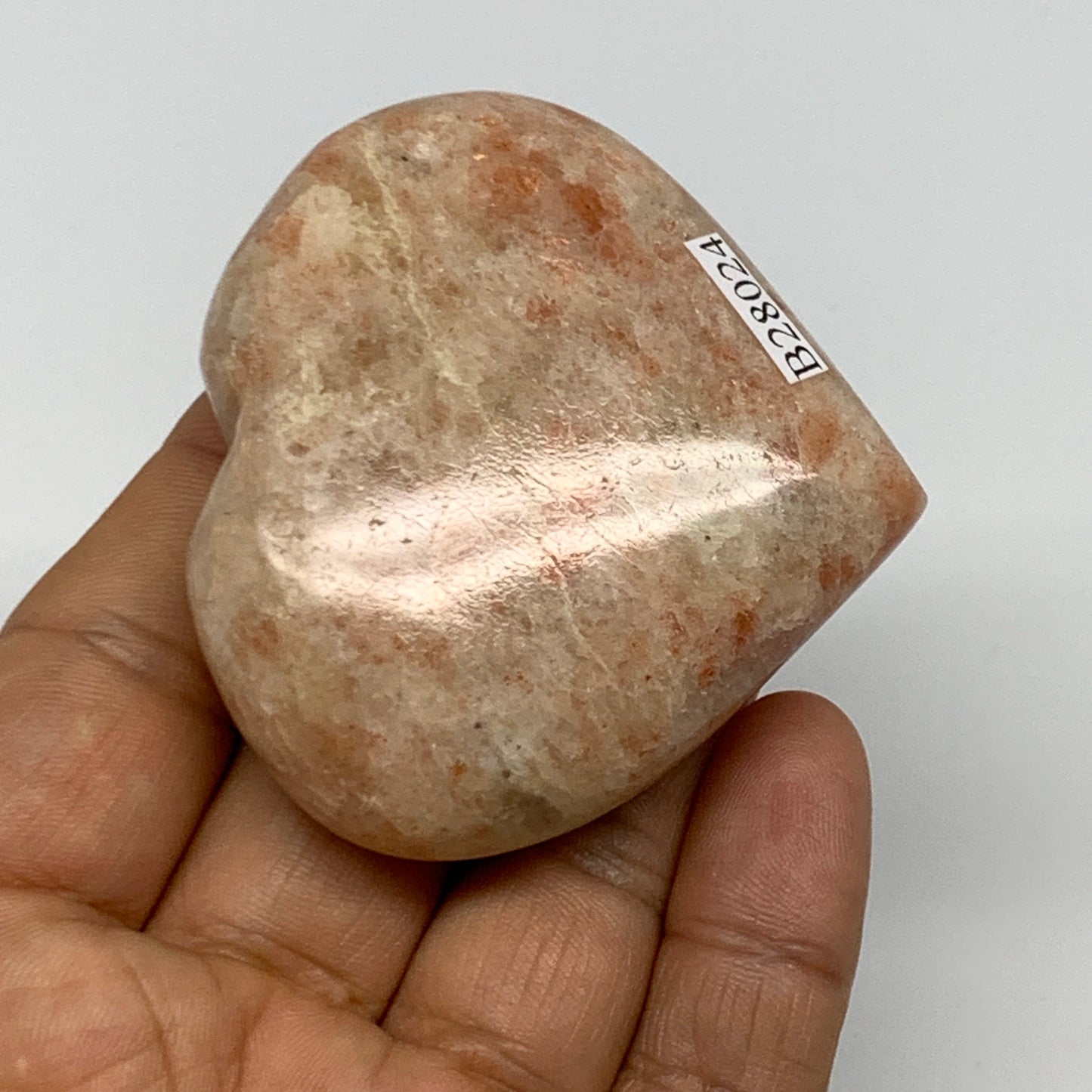 95.6g,2.2"x2.4"x0.8", Sunstone Heart Polished Healing Crystal @India, B28024
