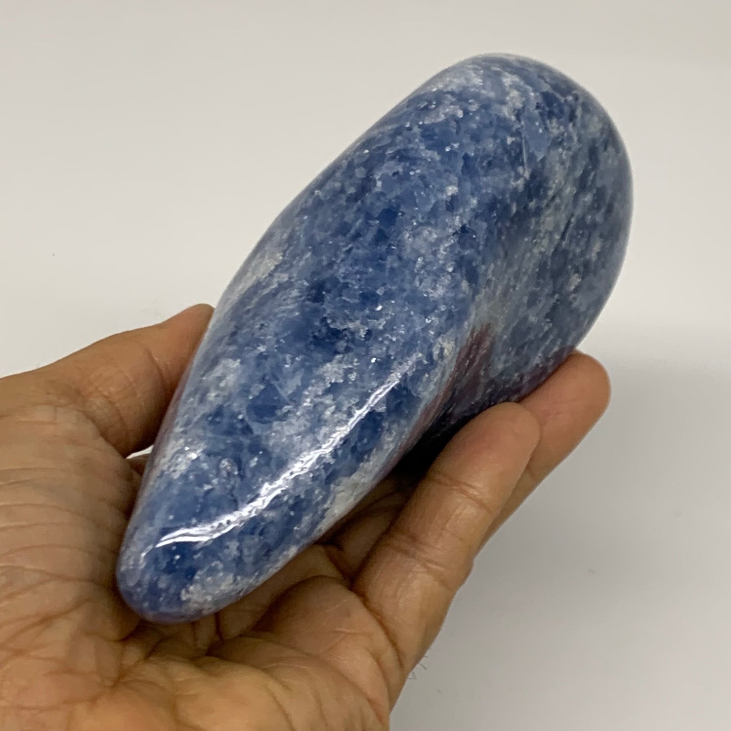 1.47 lbs, 4.9"x3.3"x2.1", Natural Blue Calcite Polished Freeform Stands, B38357