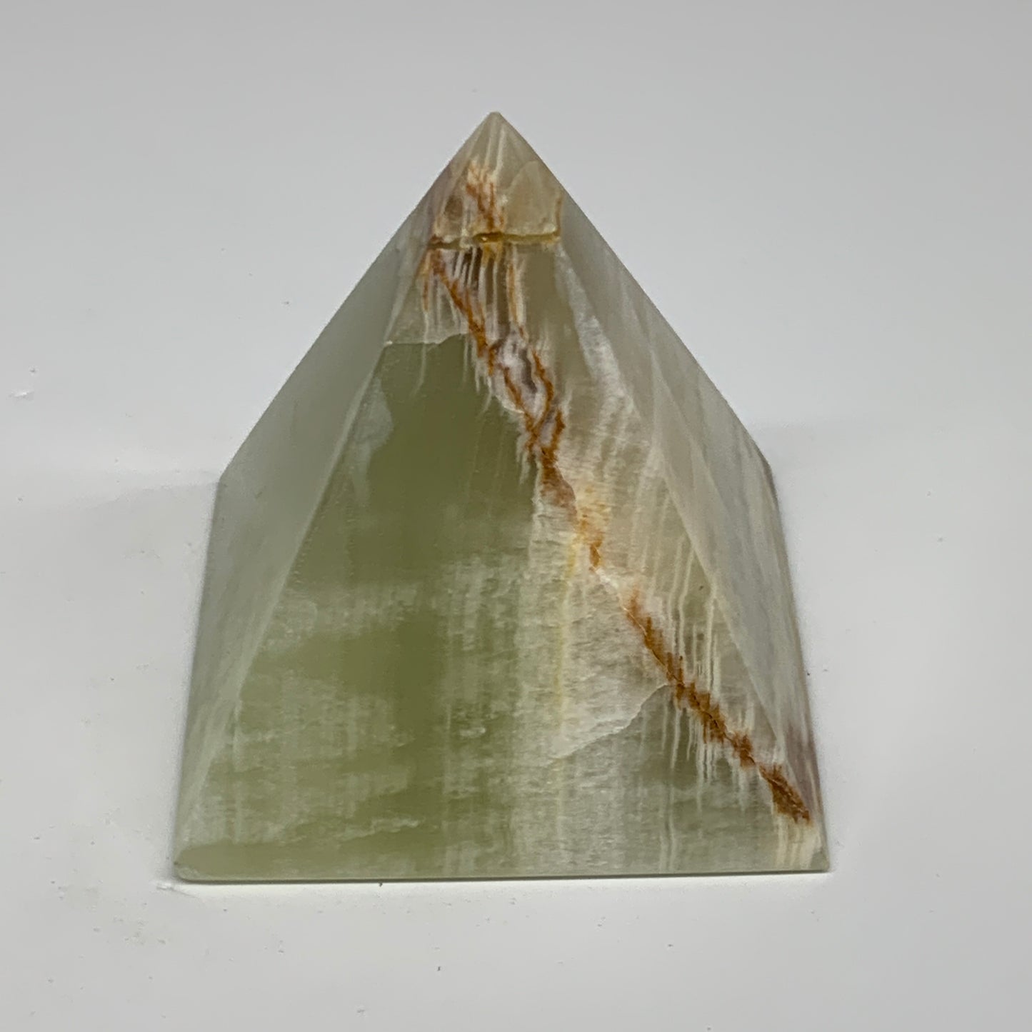 0.88 lbs, 3"x2.8"x2.8", Green Onyx Pyramid Gemstone Crystal, B32457