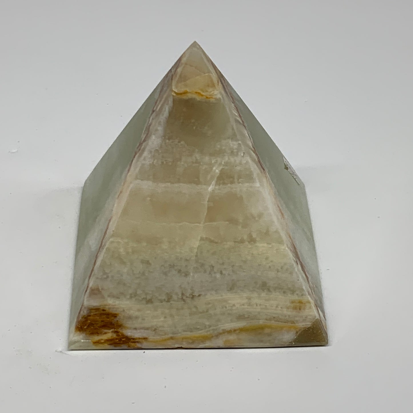 0.88 lbs, 3"x2.8"x2.8", Green Onyx Pyramid Gemstone Crystal, B32457