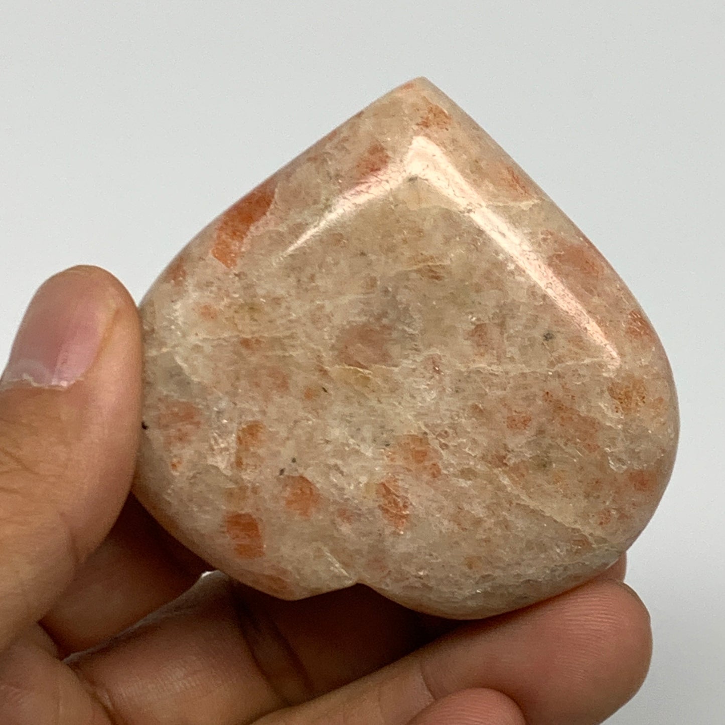 95.6g,2.2"x2.4"x0.8", Sunstone Heart Polished Healing Crystal @India, B28024