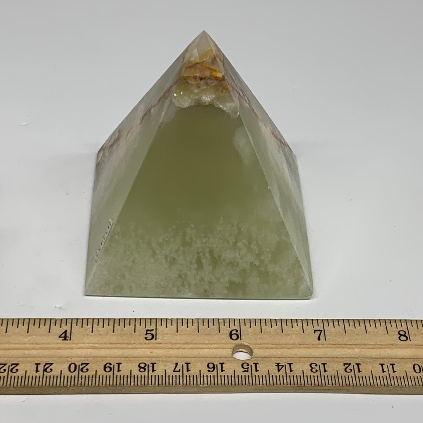 0.88 lbs, 3"x2.8"x2.8", Green Onyx Pyramid Gemstone Crystal, B32457