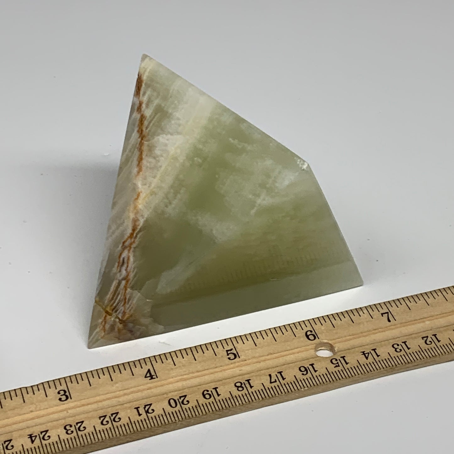 0.88 lbs, 3"x2.8"x2.8", Green Onyx Pyramid Gemstone Crystal, B32457