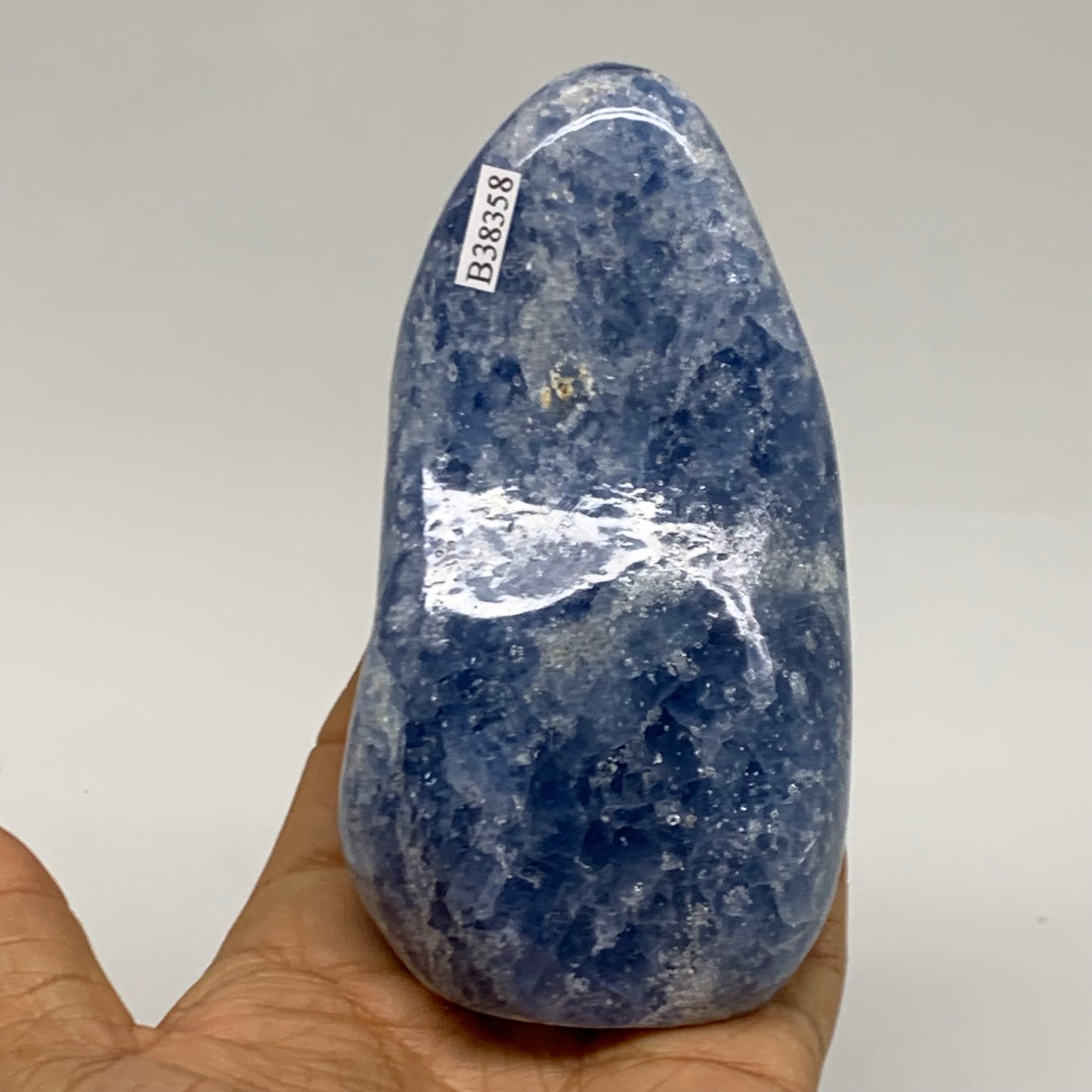 1.06 lbs, 4.4"x2.4"x2.1", Natural Blue Calcite Polished Freeform Stands, B38358