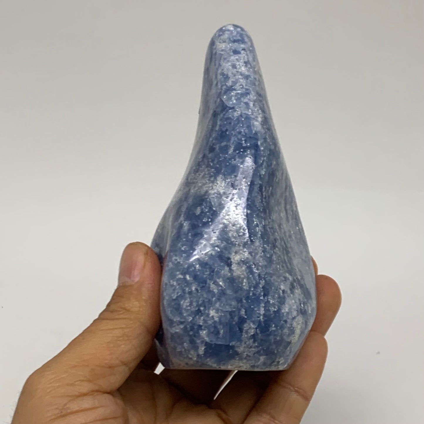 1.06 lbs, 4.4"x2.4"x2.1", Natural Blue Calcite Polished Freeform Stands, B38358
