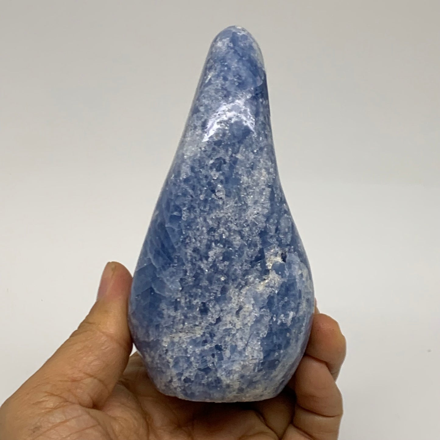 1.06 lbs, 4.4"x2.4"x2.1", Natural Blue Calcite Polished Freeform Stands, B38358