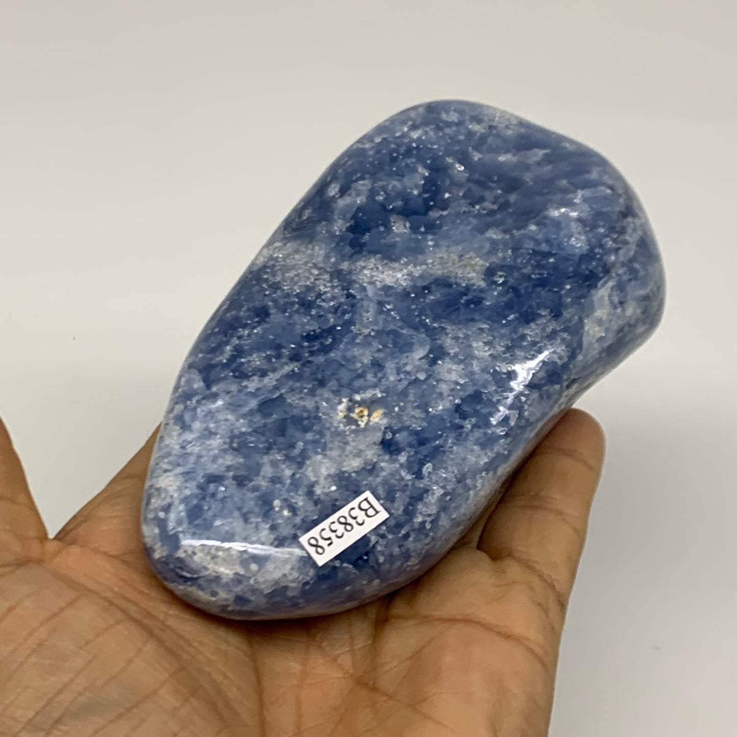 1.06 lbs, 4.4"x2.4"x2.1", Natural Blue Calcite Polished Freeform Stands, B38358