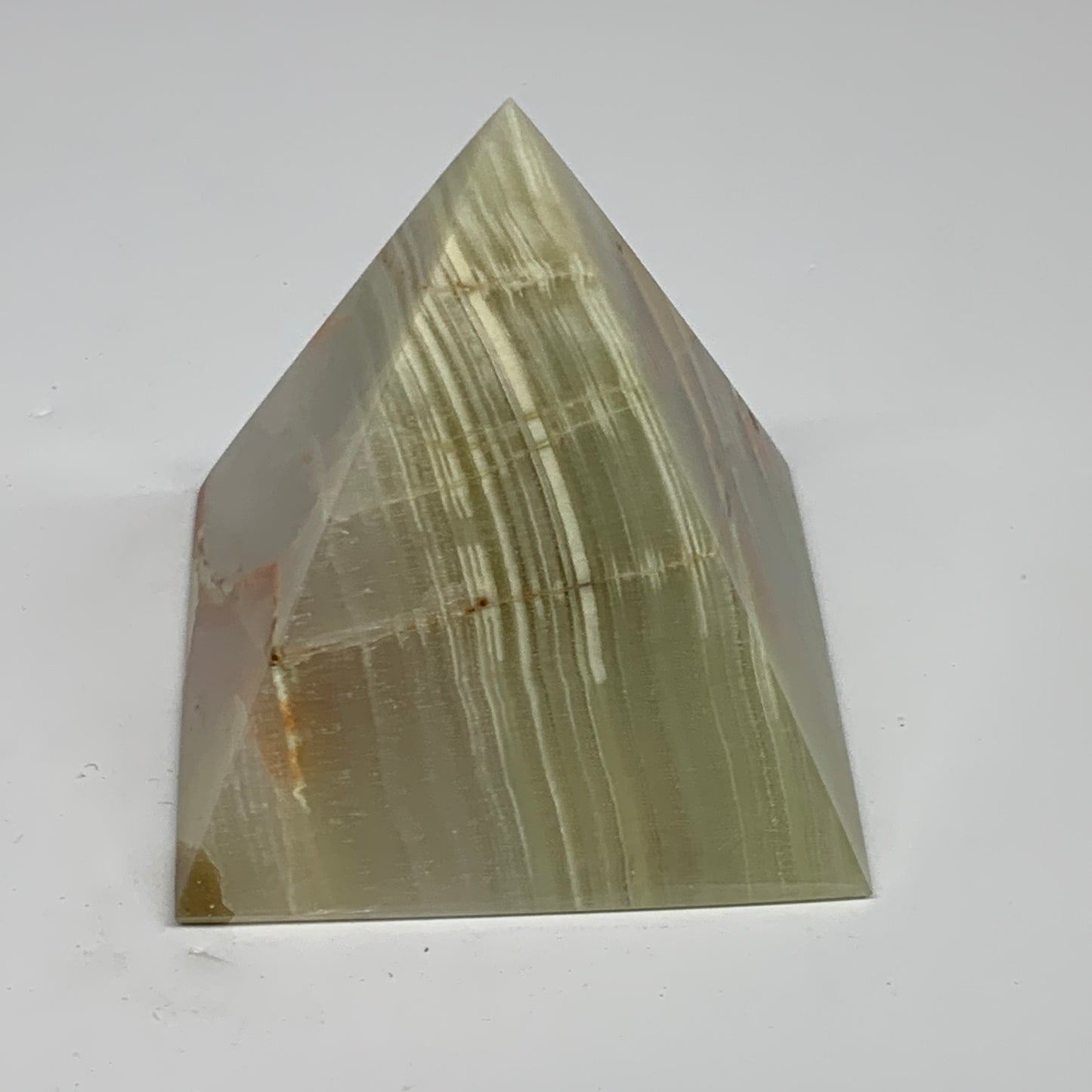 0.91 lbs, 3"x2.9"x2.9", Green Onyx Pyramid Gemstone Crystal, B32458