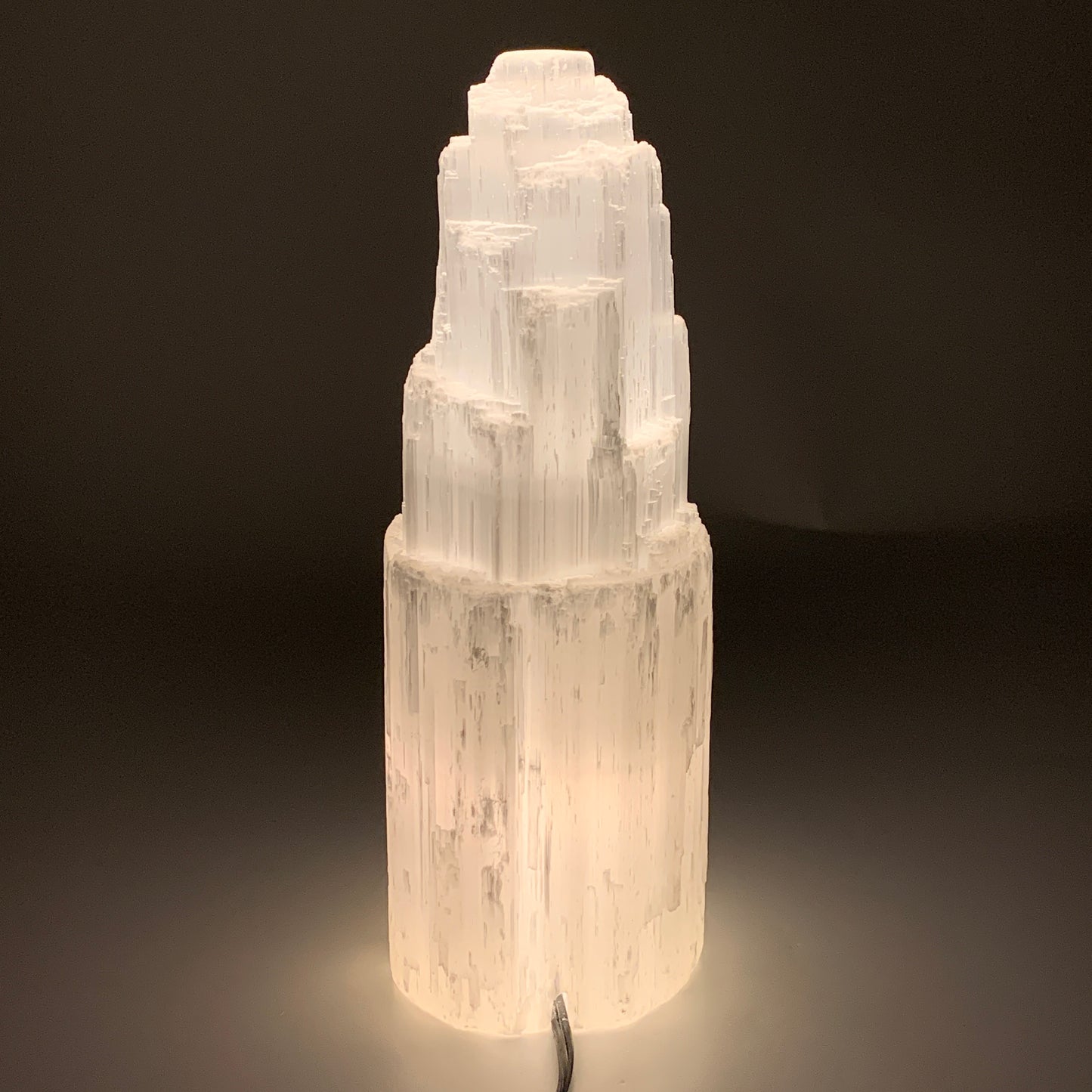 4.6 lb, 9.75"x3.3" White Selenite (Satin Spar) Rough Lamp W/Chord, B35908
