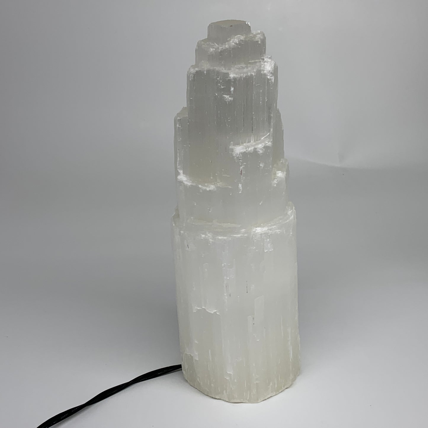 4.6 lb, 9.75"x3.3" White Selenite (Satin Spar) Rough Lamp W/Chord, B35908