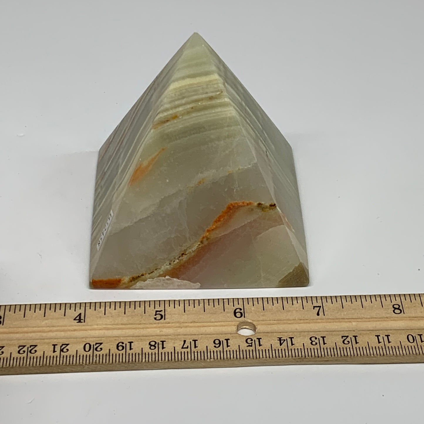 0.91 lbs, 3"x2.9"x2.9", Green Onyx Pyramid Gemstone Crystal, B32458