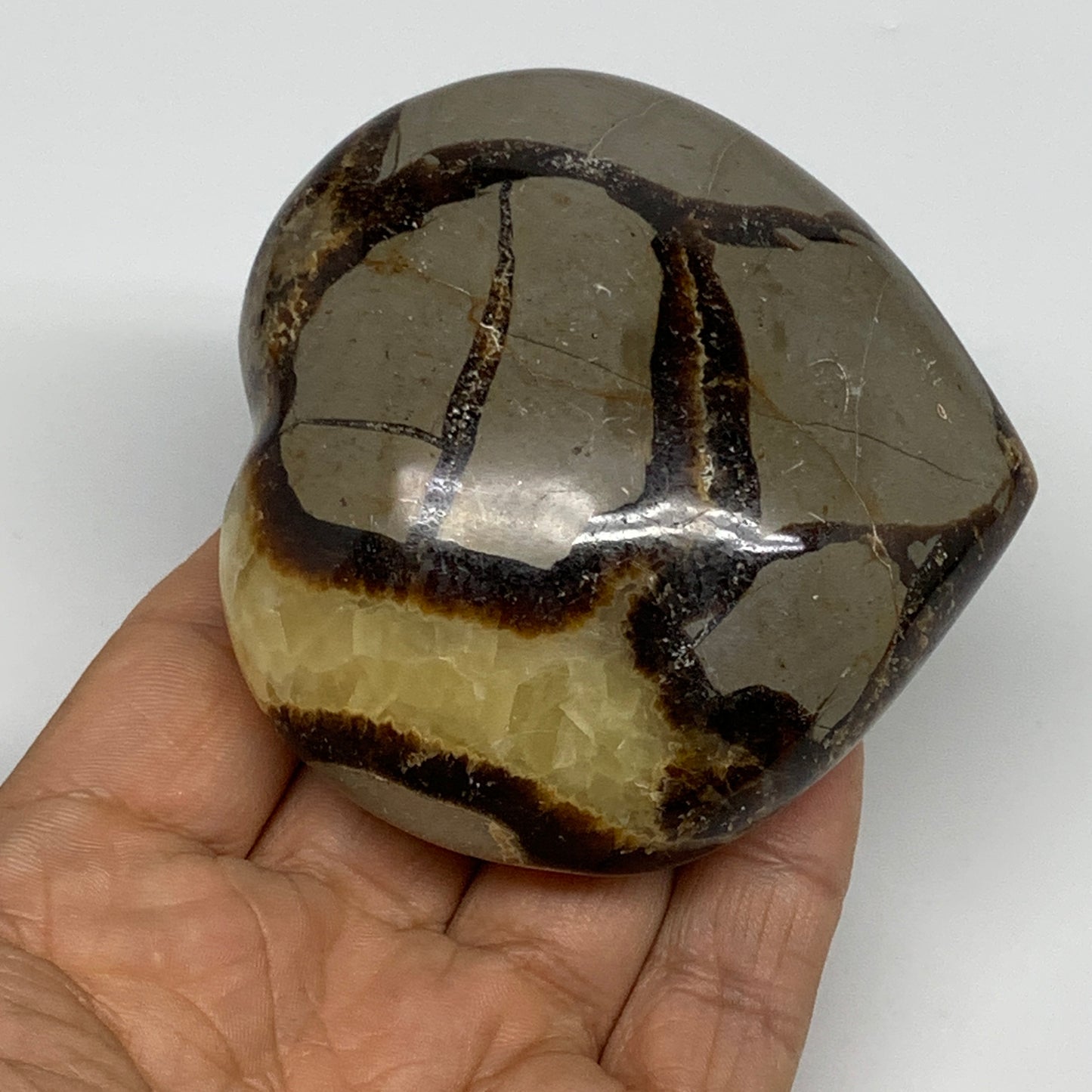 0.52 lbs, 2.8"x3"x1.4" Septarian Nodules Heart Polished Healing Crystal, B31026