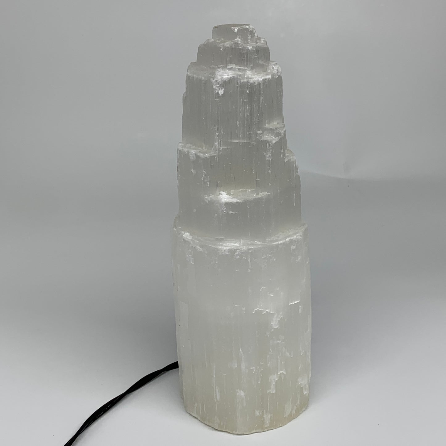 4.6 lb, 9.75"x3.3" White Selenite (Satin Spar) Rough Lamp W/Chord, B35908