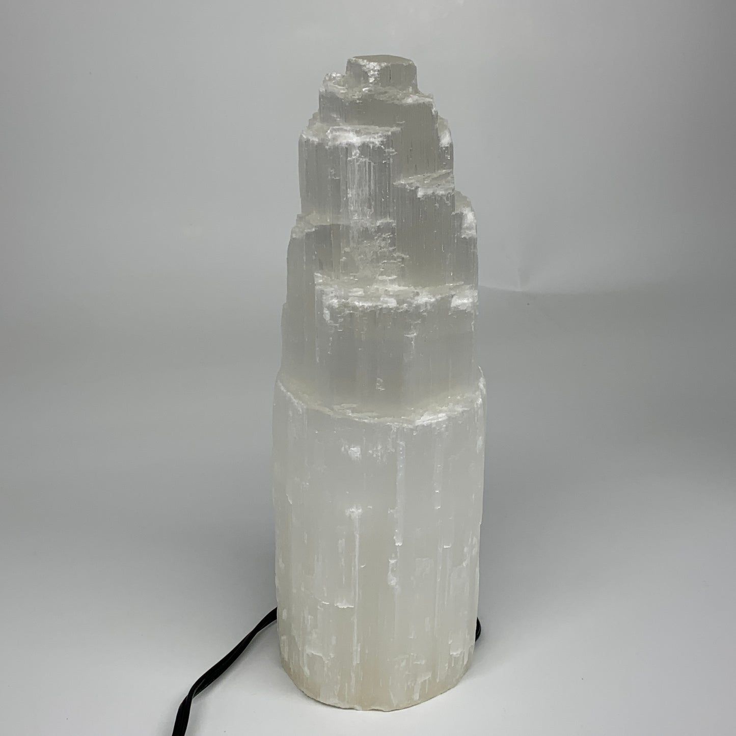 4.6 lb, 9.75"x3.3" White Selenite (Satin Spar) Rough Lamp W/Chord, B35908