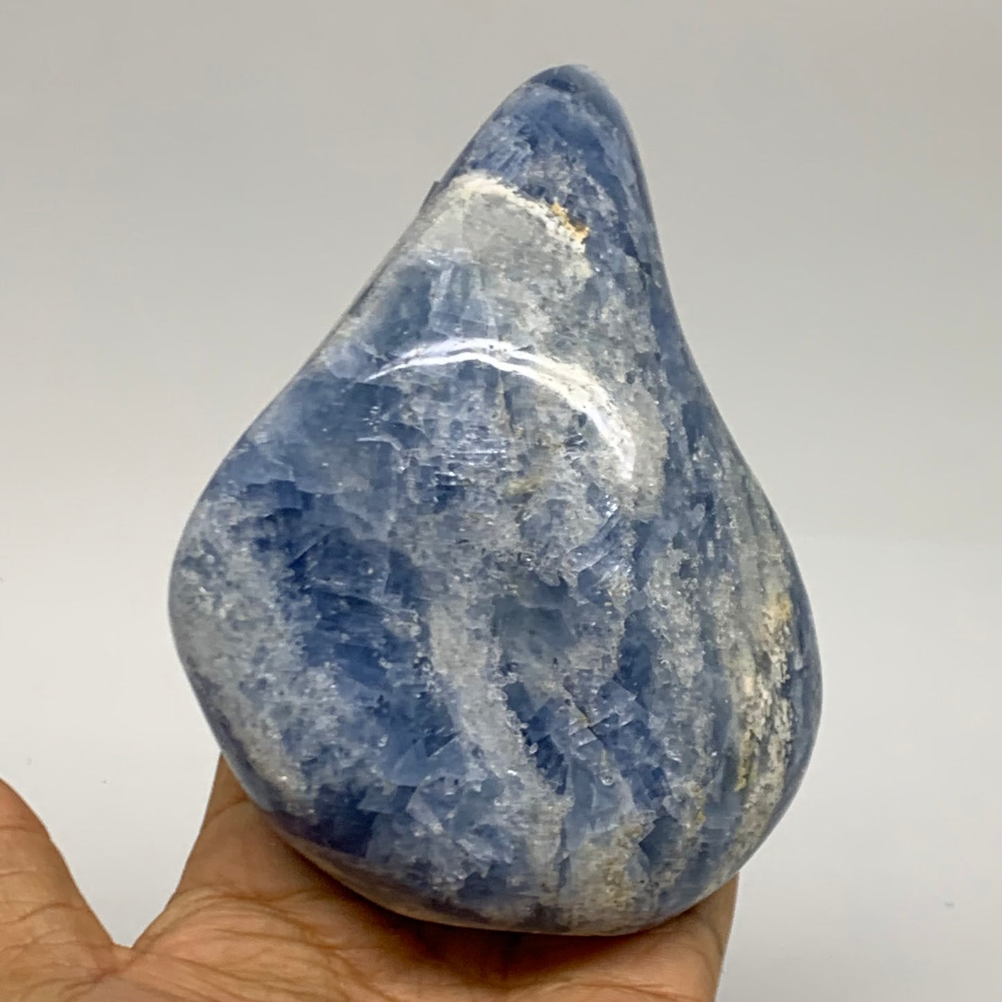 1.36 lbs, 4.7"x3.6"x1.9", Natural Blue Calcite Polished Freeform Stands, B38359