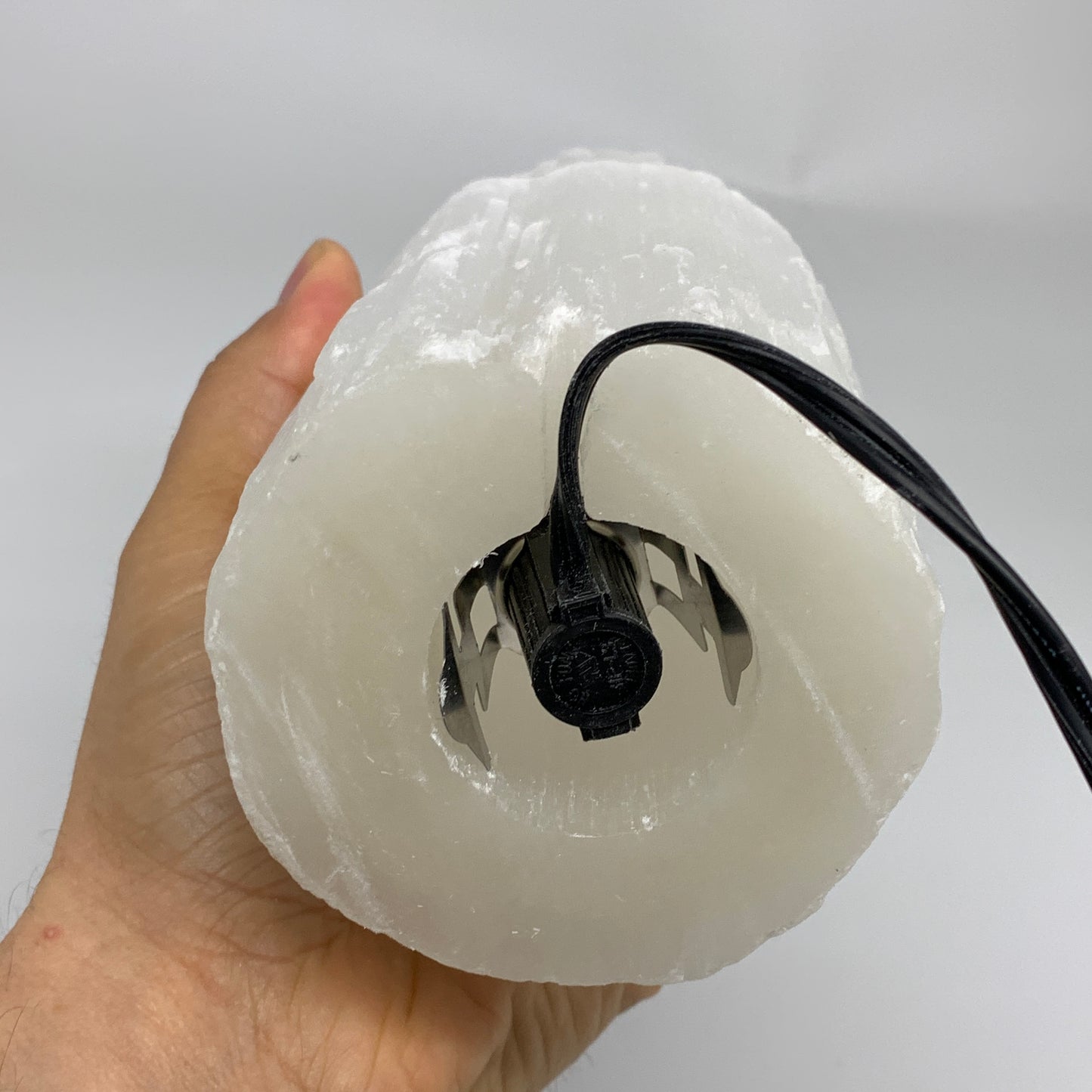 4.6 lb, 9.75"x3.3" White Selenite (Satin Spar) Rough Lamp W/Chord, B35908