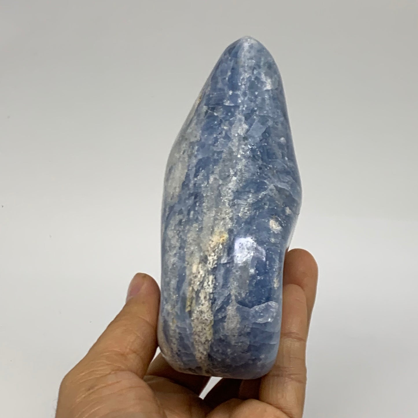 1.36 lbs, 4.7"x3.6"x1.9", Natural Blue Calcite Polished Freeform Stands, B38359