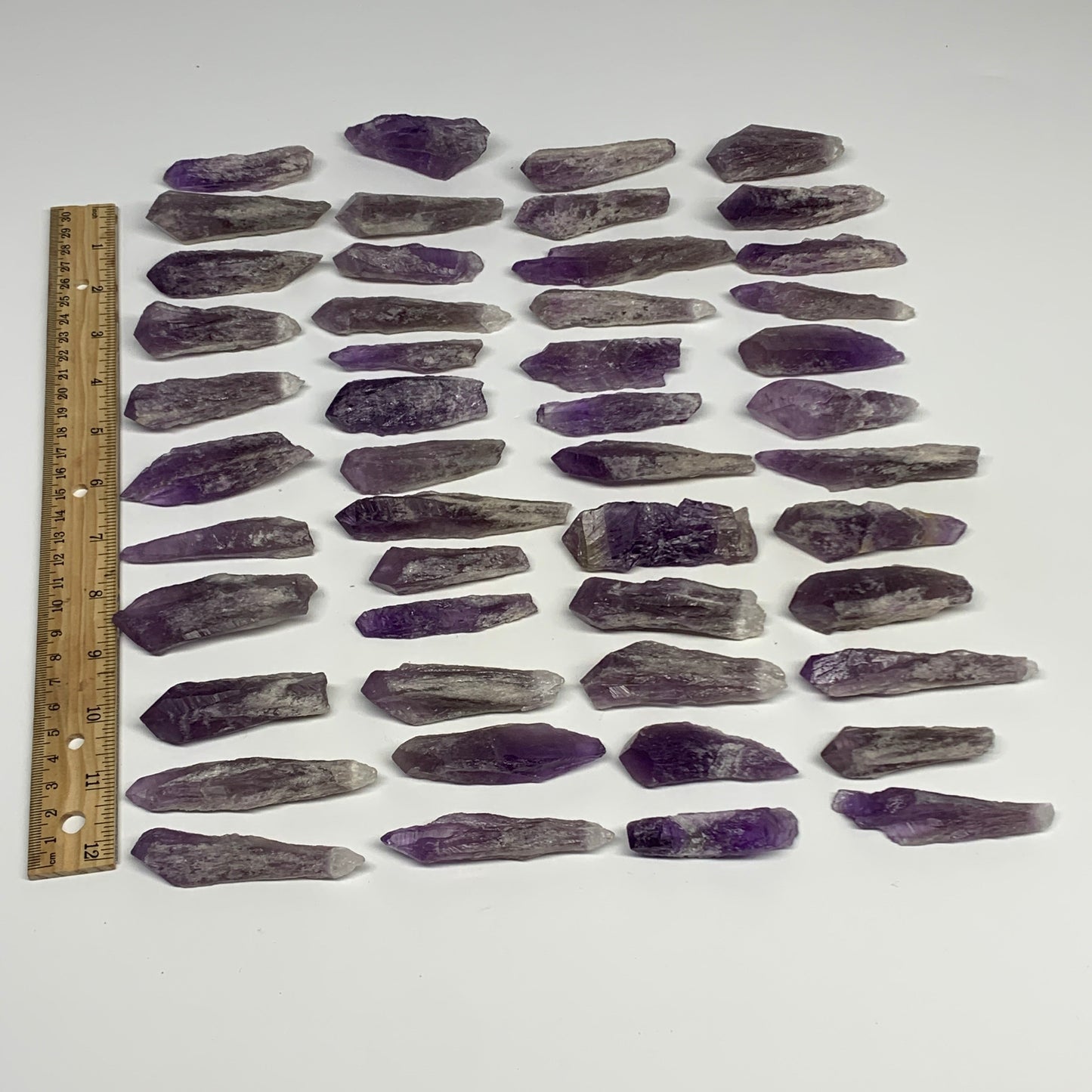 2.2 lbs, 2.1"-3.6", 47pcs, Rough Raw Amethyst Crystal Minerals Specimens, B27406