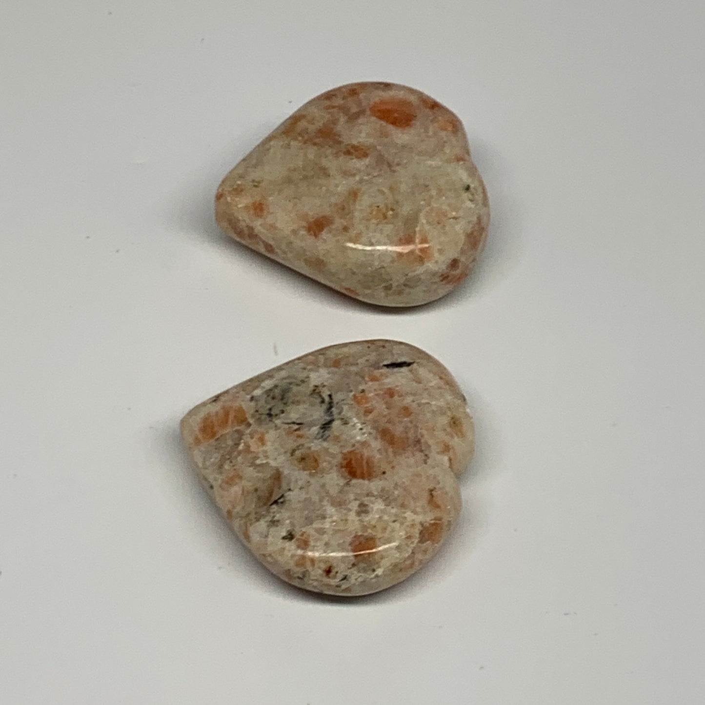 142.5g,2"-2", 2pcs, Sunstone Heart Polished Healing Crystal,B28026