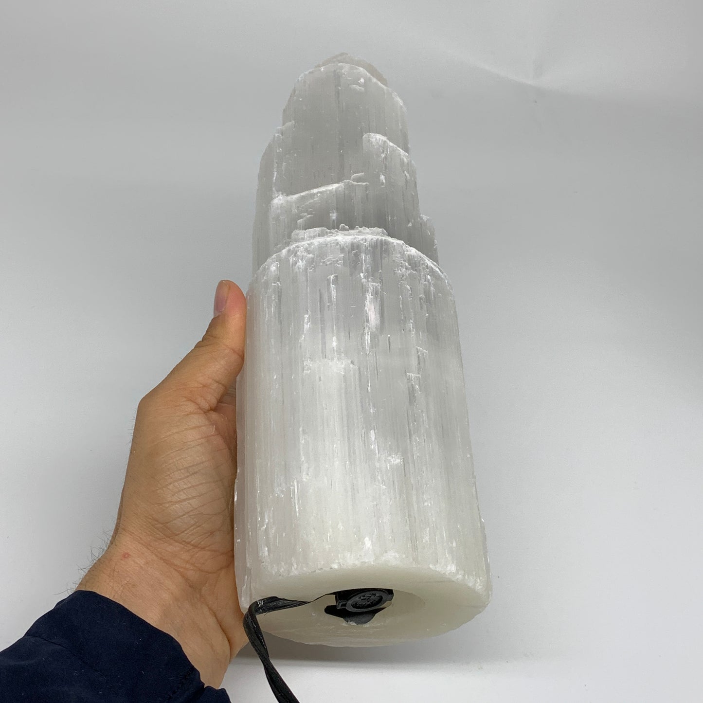 4.6 lb, 9.75"x3.3" White Selenite (Satin Spar) Rough Lamp W/Chord, B35908