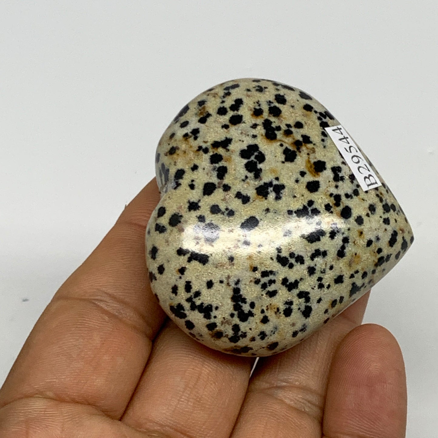 72.2g, 1.9"x2"x0.9" Dalmatian Jasper Heart Polished Healing Home Decor, B29544