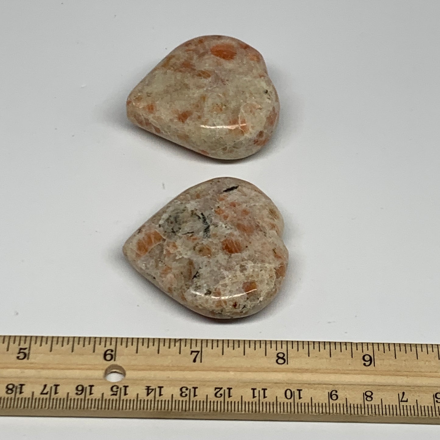 142.5g,2"-2", 2pcs, Sunstone Heart Polished Healing Crystal,B28026