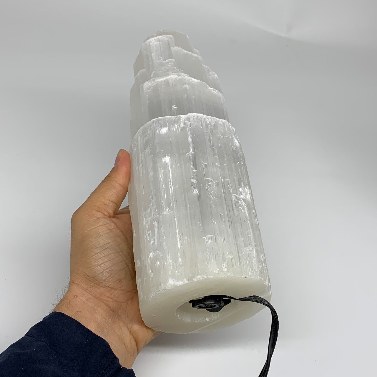 4.6 lb, 9.75"x3.3" White Selenite (Satin Spar) Rough Lamp W/Chord, B35908