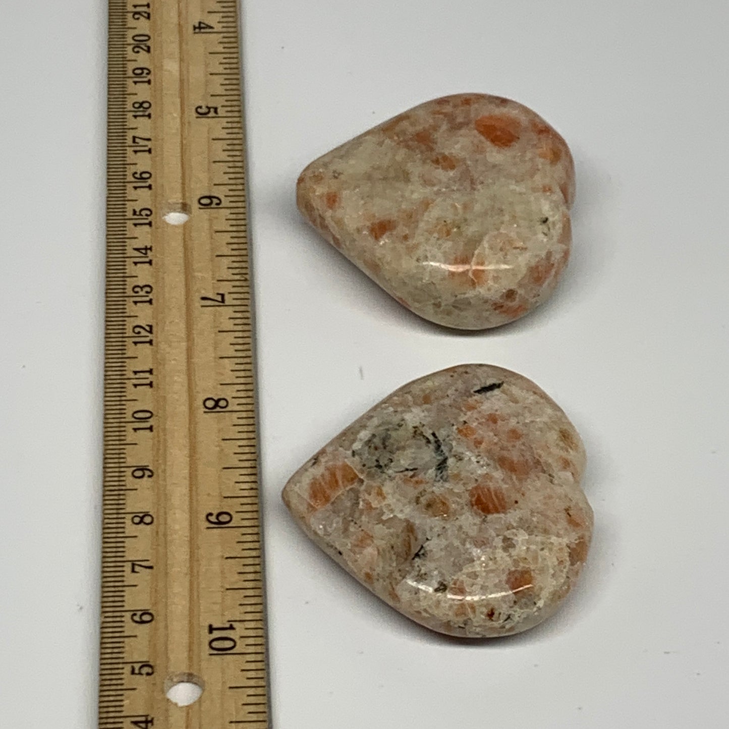 142.5g,2"-2", 2pcs, Sunstone Heart Polished Healing Crystal,B28026