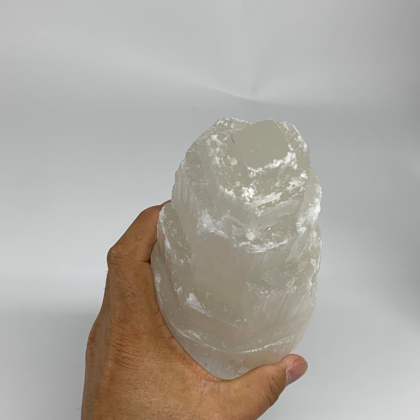 4.6 lb, 9.75"x3.3" White Selenite (Satin Spar) Rough Lamp W/Chord, B35908
