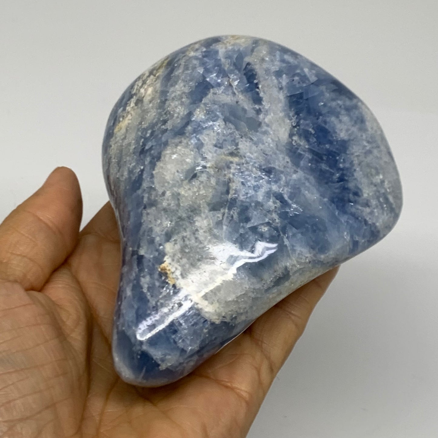 1.36 lbs, 4.7"x3.6"x1.9", Natural Blue Calcite Polished Freeform Stands, B38359