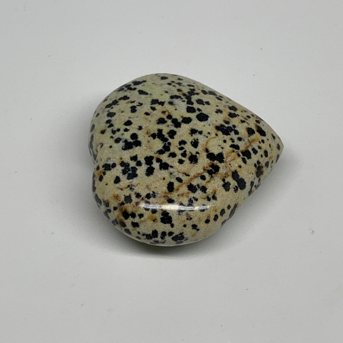 72.2g, 1.9"x2"x0.9" Dalmatian Jasper Heart Polished Healing Home Decor, B29544