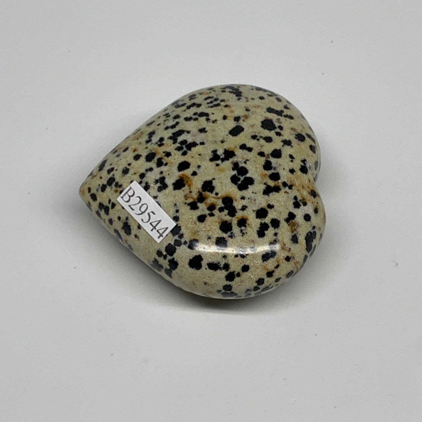 72.2g, 1.9"x2"x0.9" Dalmatian Jasper Heart Polished Healing Home Decor, B29544