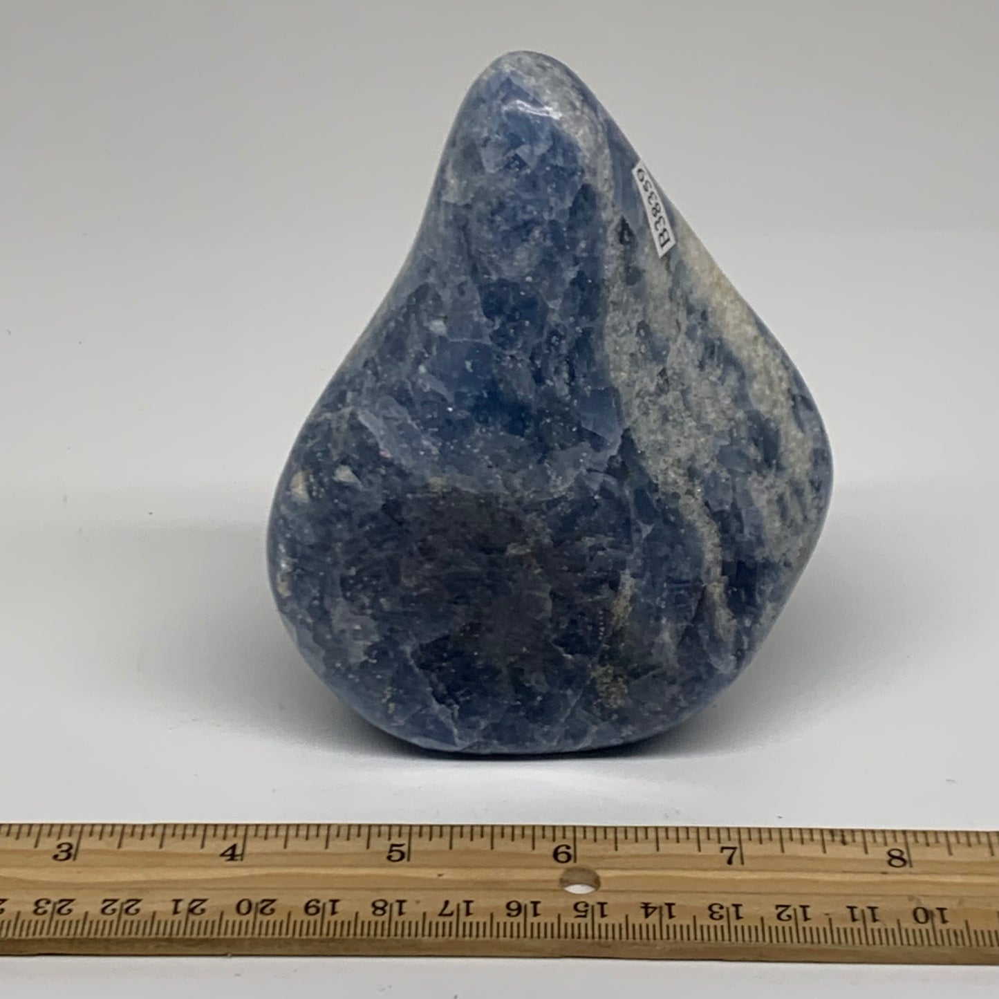1.36 lbs, 4.7"x3.6"x1.9", Natural Blue Calcite Polished Freeform Stands, B38359