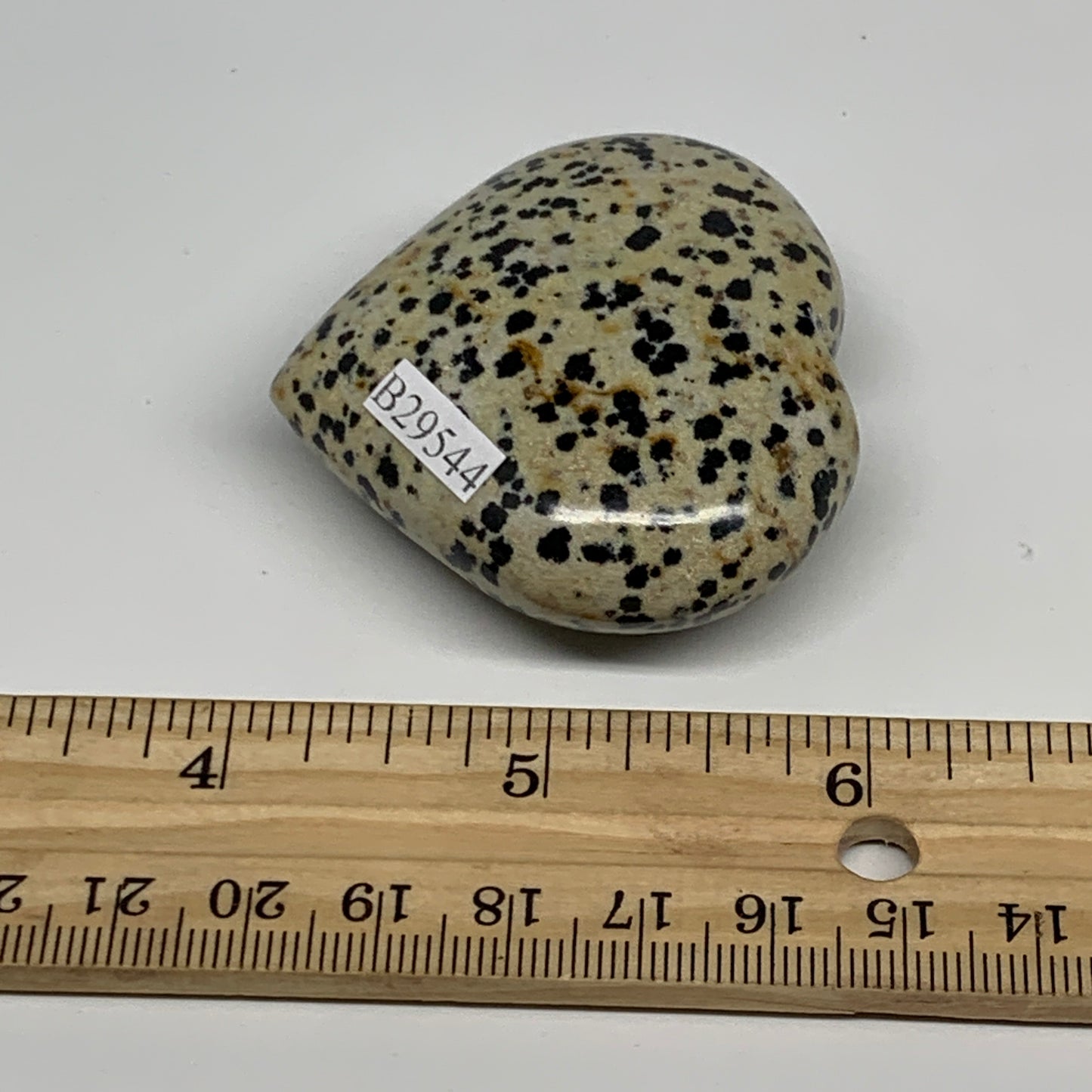 72.2g, 1.9"x2"x0.9" Dalmatian Jasper Heart Polished Healing Home Decor, B29544