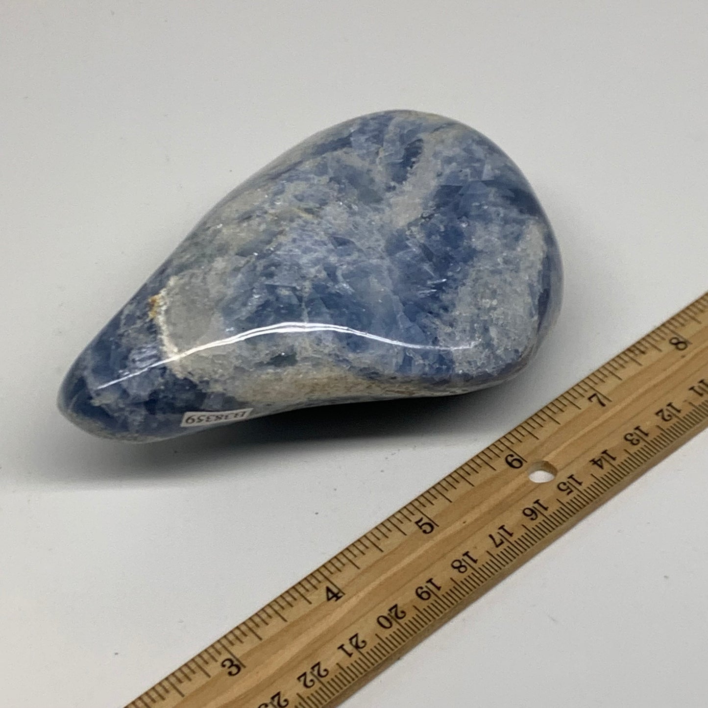 1.36 lbs, 4.7"x3.6"x1.9", Natural Blue Calcite Polished Freeform Stands, B38359