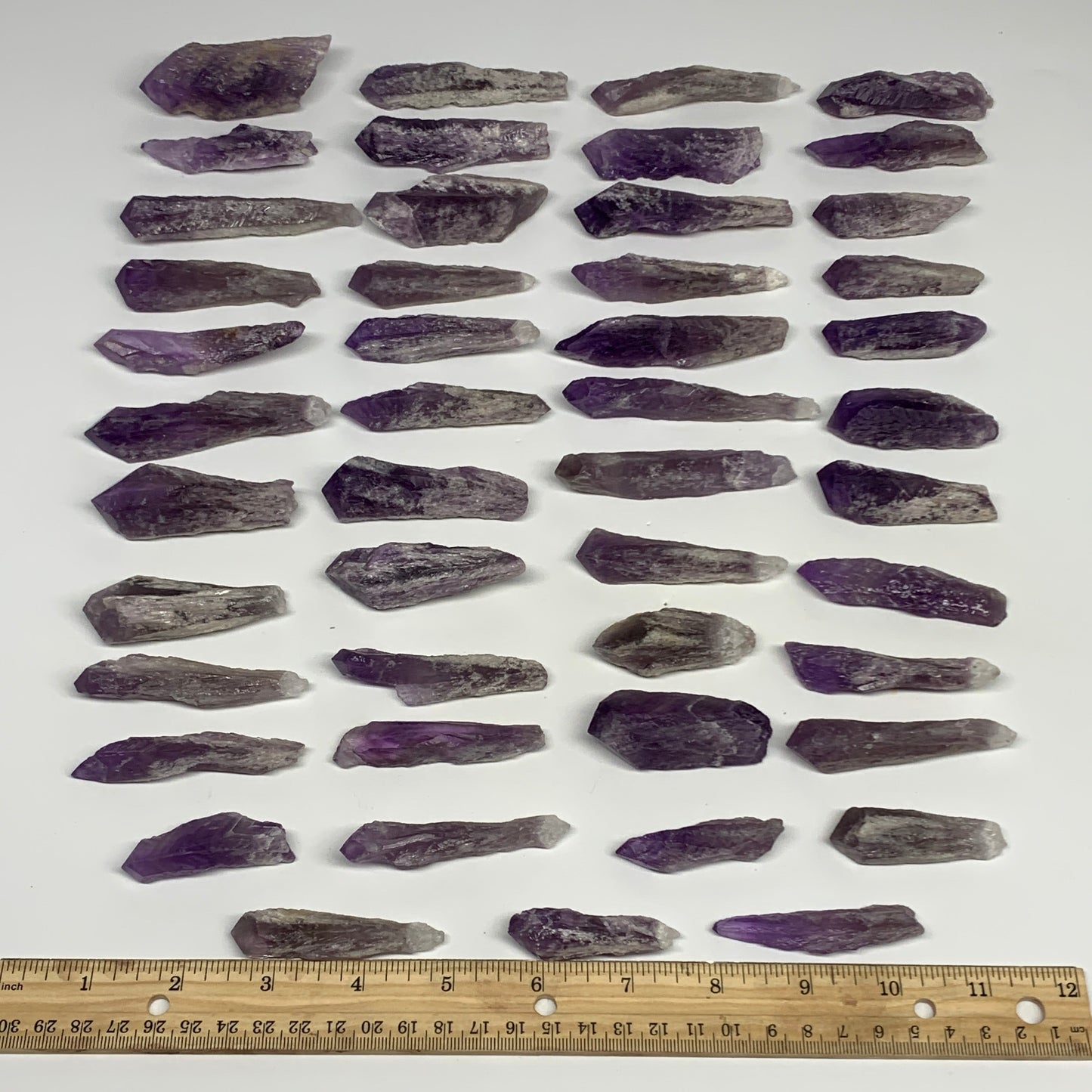 2.2 lbs, 1.9"-3.4", 47pcs, Rough Raw Amethyst Crystal Minerals Specimens, B28789